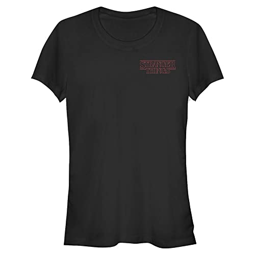 Stranger Things Damska koszulka z krótkim rękawem Stranger Red Outline Pocket Short Sleeve, czarny, XL