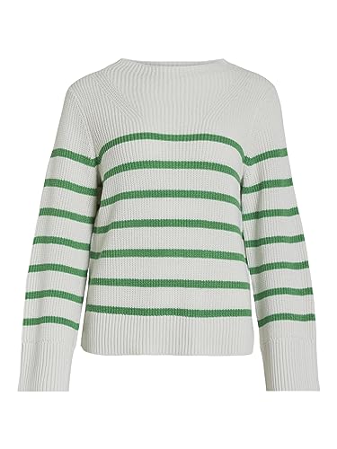 Vila VIMONTI L/S Stripe Knit Top/SU/PB, jasnozielony/szczegóły: white Alyssum, XL