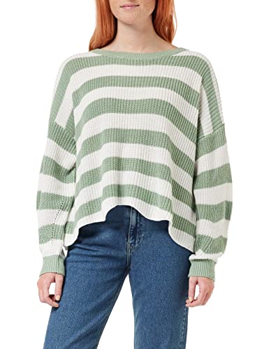 ONLY Damski sweter z dzianiny Onlhilde L/S KNT Noos, Jadeite/Stripes:cloud Dancer, XL