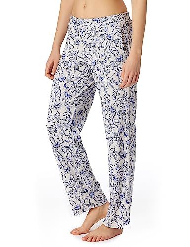 Schiesser Damskie spodnie do spania długie mieszanka modalu + relaks, szare kwiaty, 40, Grau Floral, 40