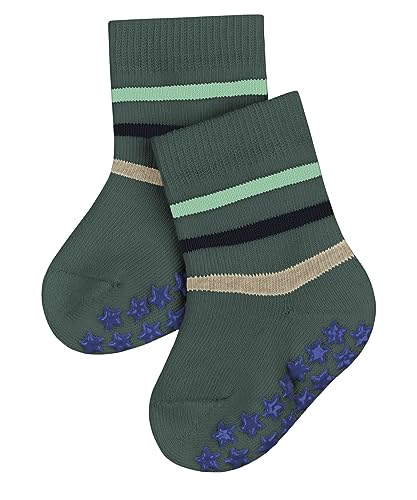 FALKE Uniseks skarpetki dziecięce Multi Stripe bawełniane antypoślizgowe wypustki 1 para, zielone (Dark Jade 7248), 62-68, zielony (Dark Jade 7248)