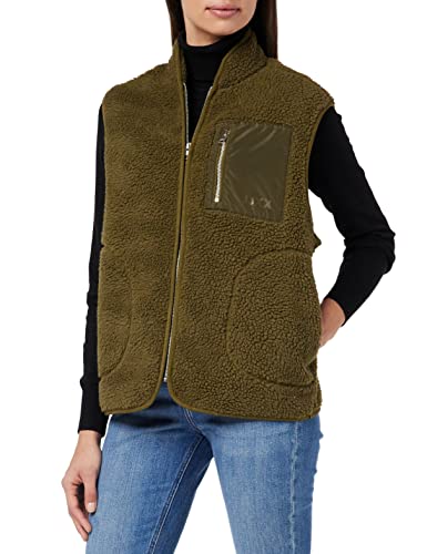 JACK&JONES Damska kamizelka JXJULIE Teddy Vest SN, ciemna oliwka, XL, ciemnooliwkowy, XL