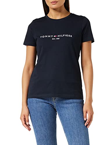 Tommy Hilfiger Heritage Hilfiger C-NK Reg Tee siateczkowe topy S/S damskie, Desert Sky, L