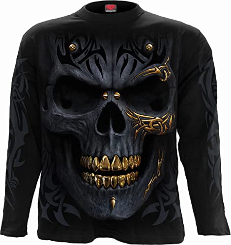 Spiral Black Gold męska koszulka z długim rękawem, czarna gotycka, horror, Nu Goth, rockwear, czarny, M