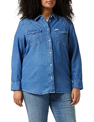 Wrangler Damska koszulka Heritage, Mid Indigo, L