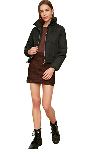 Trendyol Mink Zipper Closure Inflatable Coats Płaszcz damski, czarny, M