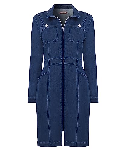 Joe Browns Damska sukienka dżinsowa z długim rękawem z długim rękawem, niebieska, 10, NIEBIESKI, 36