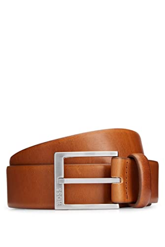 BOSS Erron Sz35 męski pasek z włoskiej skóry ze srebrnym zapięciem, Medium Brown214, 95