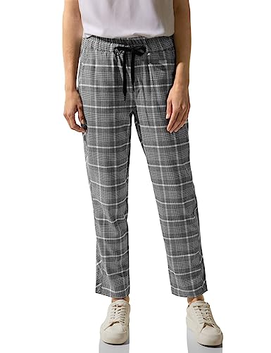 Street One Damskie spodnie do biegania w kratkę, Pure Grey, 36W / 28L