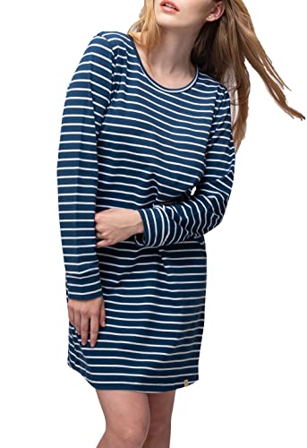 greenjama Damska koszulka nocna w paski, certyfikat GOTS Ultramaryna, rozmiar 40, Ultramaryna, 40