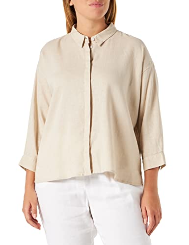 TOM TAILOR Damski lniana bluzka koszulowa 1032228, 29517 - Sand Stone Beige, 40