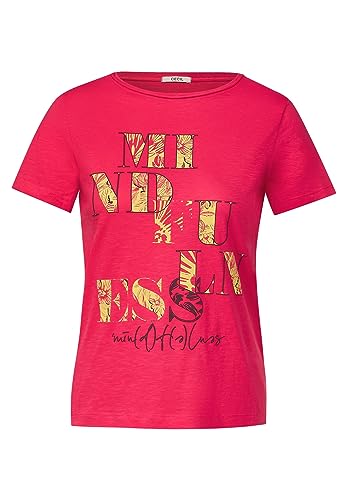 Cecil Damska koszulka z krótkim rękawem z nadrukiem, truskawkowy czerwony, XL