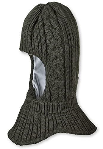 Sterntaler Unisex dziecięca czapka szalowa, dzianina, wzór warkocza, czapka, ciemnozielony, 55