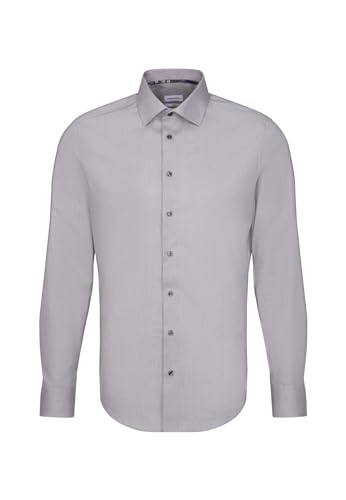 Seidensticker Męska koszula slim fit z długim rękawem, szary, 39