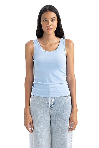 DeFacto Damski top typu crop top, sportowy top damski, modny top damski, sportowy styl, wszechstronne łączenie, Por. niebieski, XL