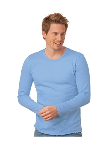 Trigema Męska koszulka z długim rękawem, Niebieski (poziomo 042), XL