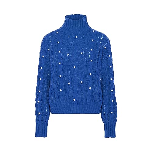 faina Damski sweter z golfem królewski błękit M/L, królewski błękit, M