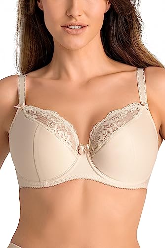 Teyli Damski biustonosz Semi Soft z koronką, beżowy, 70 l, beżowy, 70L