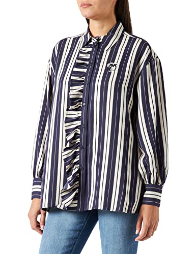 PINKO Damska bluzka Cologno Camicia Twill Fluido B, Gc1 niebieski/ecru, 38 PL