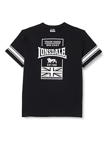 Lonsdale Męski T-shirt Charmouth, czarny/biały, S