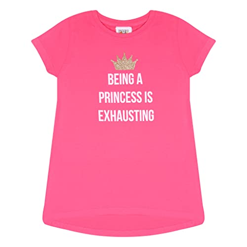 Popgear Koszulka dziewczęca 'Exhausting Being a Princess' różowa, różowy, 7-8 Lata
