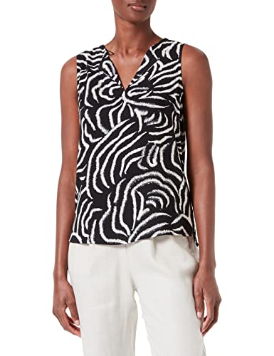 TOM TAILOR Damski Podstawowa bluzka bez rękawów 1031663, 29861 - Black Abstract Waves Design, 32