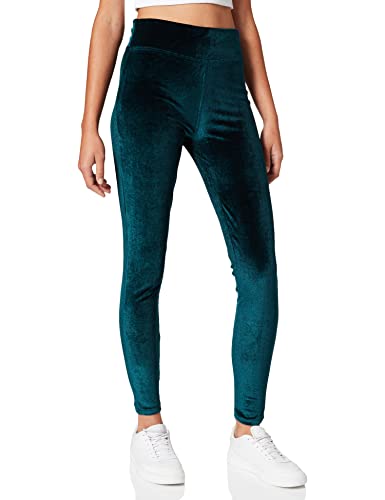Urban Classics Damskie legginsy z wysokim stanem z aksamitnego materiału z wysokim gumowym ściągaczem, aksamitne spodnie rekreacyjne do jogi, spodnie streetwear, rozmiary od XS do 5XL, morski, 3XL