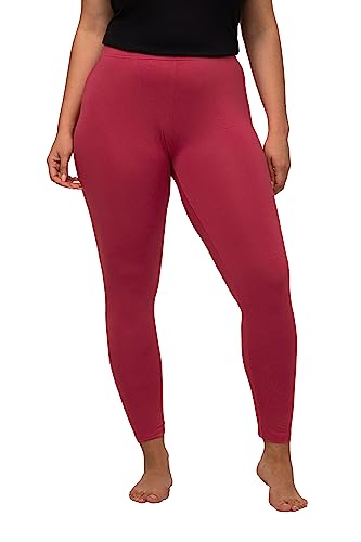 Ulla Popken Damskie legginsy do łydek, wąskie nogawki, elastyczny ściągacz, karminowoczerwony, 42-44 duże rozmiary