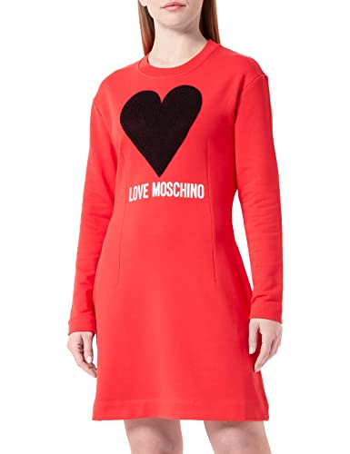 Love Moschino Damska sukienka z długimi rękawami z maxi serca, czerwony, 40