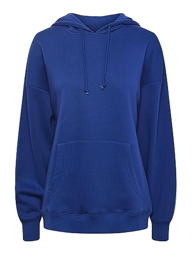 PIECES Damska bluza z kapturem PCCHILLI LS Oversized Noos BC, niebieska (Mazarine Blue), L