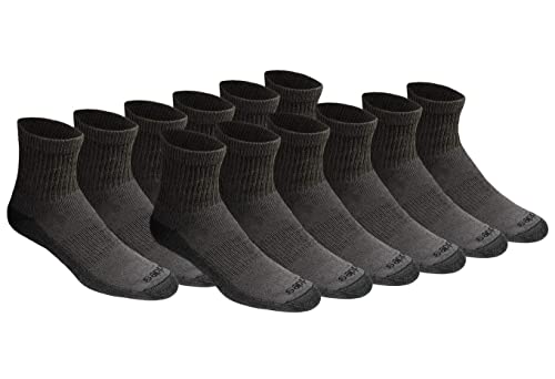Dickies Skarpety Męskie Multipack Dri-Tech Kontrola wilgotności Kwartał (12 opakowań), Węgiel (12 par), Rozmiar butów: 15-17, Węgiel (12 par), Shoe Size: 15-17