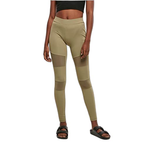 Urban Classics Legginsy z siatką techniczną dla kobiet, Khaki, M