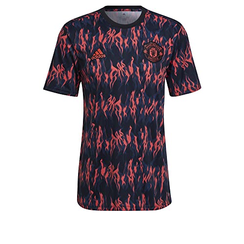adidas Męski t-shirt MUFC Preshi, czarny/czerwony (Rojsho), L