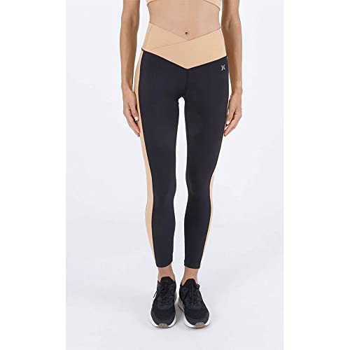 Hurley Damskie legginsy H20 Dri w kształcie litery V, kolor: kawior, XS, kawior, XS