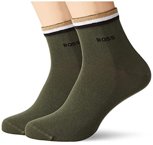 BOSS Męskie skarpetki 2P SH Stripe CC Short_Socks, beżowe/khaki 250, 39-42, beżowy/khaki250, 39-42