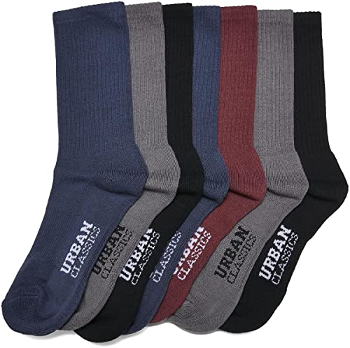 Urban Classics Akcesoria Logo Sport Socks 7-pak, Czarny/Charcoal/Cherry/Darkblue, 35-38 EU