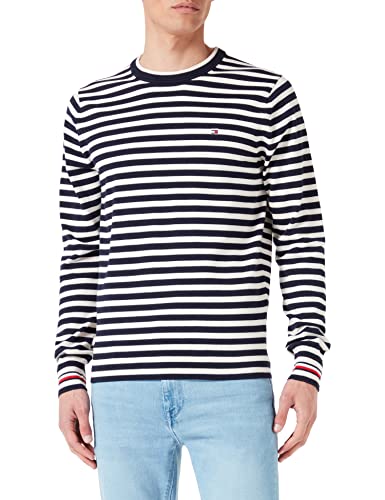 Tommy Hilfiger Sweter z okrągłym dekoltem 1985 Swetry Mężczyźni, Pustynne niebo / wyblakły biały pasek, XS