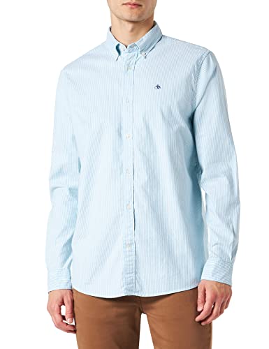 Scotch & Soda Męska koszulka Seasonal Essentials-Organic Cotton Oxford, zielony/biały pasek 6063, XL