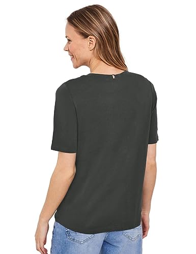 Cecil Damska koszulka z krótkim rękawem z nadrukiem, Easy khaki, XL