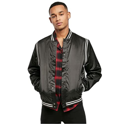 Urban Classics Satin College Jacket Męska kurtka, czarny, 4XL