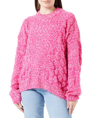 nascita Damski sweter z dzianiny 19019559-NA03, różowo-biały, M/L, różowy, biały, M-L