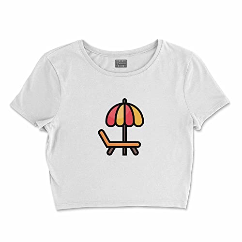 Bona Basics, Damski T-shirt basic, z nadrukiem cyfrowym, 100 bawełny, biały, swobodny, damski top, rozmiar: L, biały, L Krótki