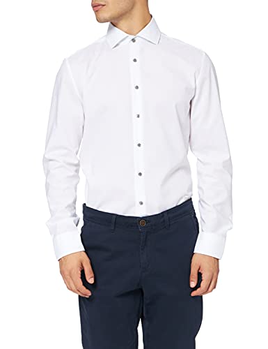 Seidensticker Męska koszula Slim Fit z długim rękawem, popelina, biała, 39