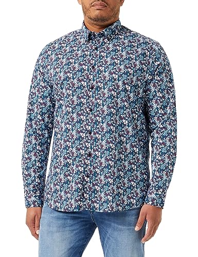 bugatti Męska koszula rekreacyjna rękaw 1:1, Marine-390, 3XL