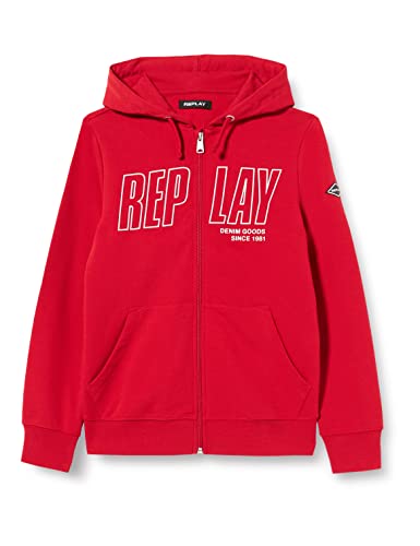 Replay Chłopięca bluza z kapturem z zamkiem błyskawicznym, czerwona (Geranium Red 559), 16 lat, 559 Geranium Red, 16 Lat