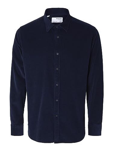 SELETED HOMME Męska koszula z długim rękawem Slhregowen-Cord Ls Noos, granatowy blezer, XL