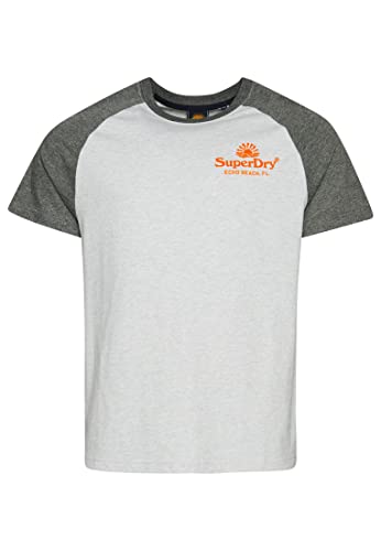 Superdry Koszulka męska z nadrukiem, Glacier Grey Marl/Rich Charcoal Marl, XXL