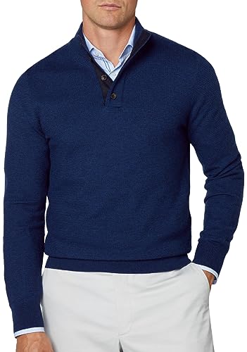 Hackett London Sweter męski Micro Weave Stitch Hb, Niebieski (ciemny denim), XXL