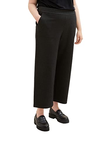 TOM TAILOR Damskie spodnie Culotte ze wzorem w kratkę, 33237-Grey Black Tiny Ck Check, 52W / 28L