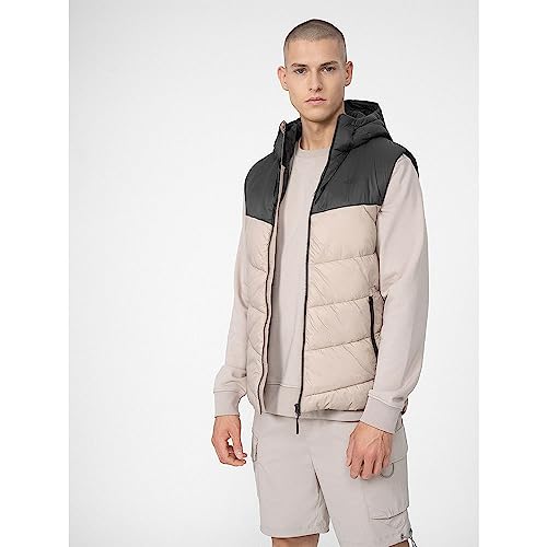 4F Kurtka męska w dół, BEIGE, 3XL
